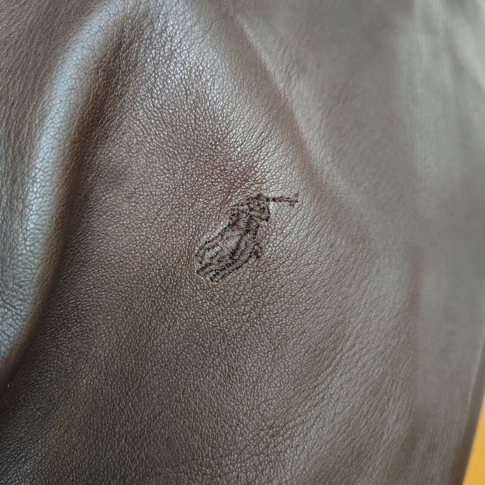 Polo by Ralph Lauren Large Brown Leather Jacket L - Picture 3 of 9